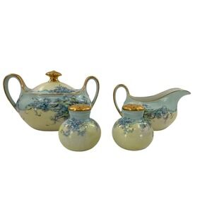 Hand-Painted Bavarian Porcelain Cream, Sugar, Salt and Pepper‎